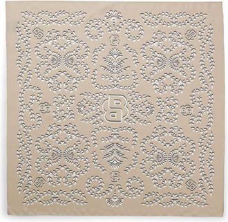 BOSS Printed scarf in silk with Double B monograms