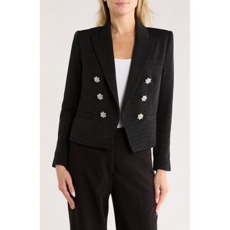 L'agence Brooke Texture Double Breasted Crop Blazer in Black/crystal at Nordstrom Rack, Size 0