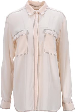 Stella McCartney Stella McCartney overhemd met lange mouwen en twee zakken in licht perzikkleurige cr&ecirc;pe satijn