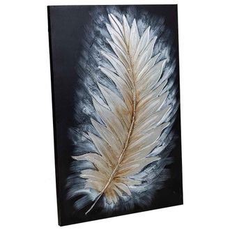 Wanderlust Deco Cuadro Pintado A Mano Con Relieve Negro 60x90x3