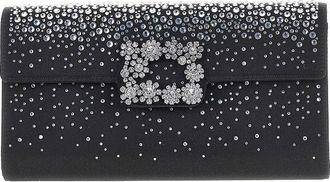 Roger Vivier Efflorescence satin pouch with rhinestones Woman One Size