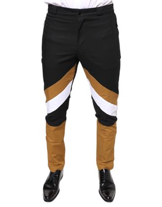Dolce & Gabbana Mens Multicolor Stripe Skinny Cotton Pants Elastane Nylon