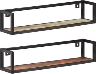 vidaXL Vidaxl - Estantes De Pared 2 Unidades 80 Cm Madera Maciza Reciclada