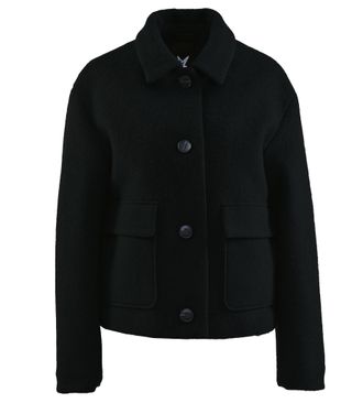 Fuchs Schmitt Wolljacke FUCHS SCHMITT Wolljacke, Damen, Gr. 34, schwarz, Web, Obermaterial: 75% Wolle, 25% Polyester, unifarben, regular fit normal, Rundhals, einge