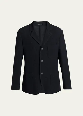 Giorgio Armani Mens Wool Textured Knit Blazer