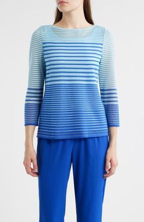 Ming Wang Stripe Sheer Knit Tunic in Sapphire Sea/Dawn at Nordstrom Rack, Size Xx-Small