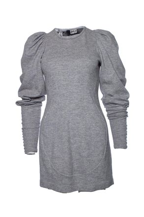 Markus Lupfer Grey wool dress with balloon sleeves