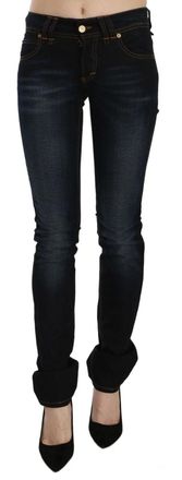 John Galliano blue Mid Waist Slim Fit blue Casual Pants Womens Jeans