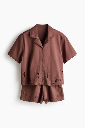 H&M Broderie Anglaise Pyjamas in Dusty Red at Nordstrom, Size Xx-Small