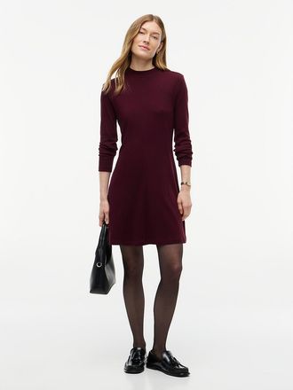 Tommy Hilfiger Womens Rib-Knit Mockneck Mini Dress - Deep Burgundy - XL