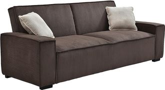 Vente-Unique Sof&aacute; cama de 3 plazas de terciopelo marr&oacute;n SEKOTA