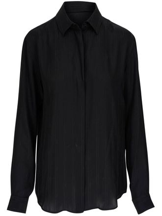Saint Laurent striped button-up silk shirt - Black