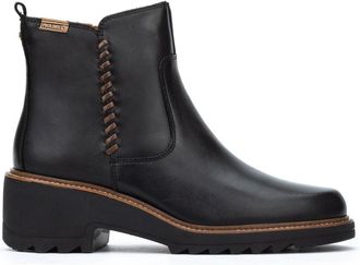 Pikolinos Zwarte leren enkellaarzen voor vrouwen - Dames - Laarzen met Hak - Zwart - 41 EU - Leer - Schoenen