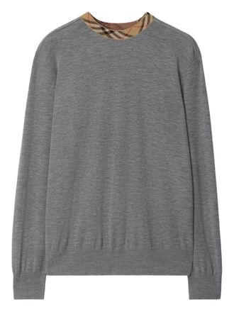 Burberry Wollen trui met geruite afwerking - Grijs