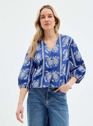 Contemporaine Womens Paisley embroidery V-neck blouse