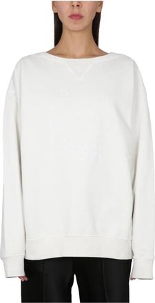 Maison Margiela Logo Embroidery Sweatshirt - Dames - Sweatshirts - Wit - M - Katoen - Hoodies & sweatvesten
