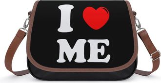 Generic I Love Me Crossbody Bag Womens Handbag PU Message Bags Shoulder Purse with Adjustable Strap