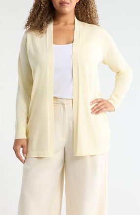 Anne Klein Kissing Front Pocket Cardigan in Whisper Yellow at Nordstrom, Size 1 X