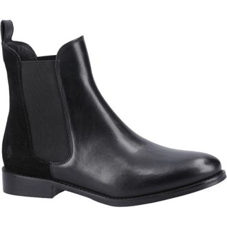 Hush Puppies Colette Leren Vrouwen Zwarte Brede Pasvorm Flat Chelsea Boots