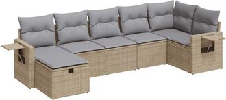 vidaXL Vidaxl - Set Sof&aacute;s De Jard&iacute;n 7 Piezas Y Cojines Rat&aacute;n Sint&eacute;tico Beige