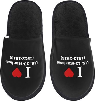 Generic Cosy House Slipper I love U.S. 13-star boat (1912-1916) Cotton Slipper Comfortable Womens Slippers for Ladies Bedroom Winter L