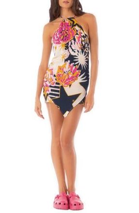 Maaji Leo Halter Neck Cover-Up Minidress in Open Blue at Nordstrom Rack, Size Small