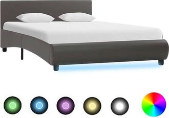 vidaXL Vidaxl - Estructura De Cama Con Led De Cuero Sint&eacute;tico Gris 120x200 Cm