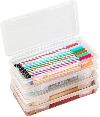 OEM Estuche Para Bol&iacute;grafos - Organizador De Material De Oficina - 4 Piezas - Transparente - Libre De Bpa