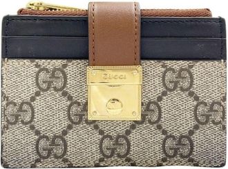 Gucci Beige Black Brown Pvc Leather Long Wallet (Bi-Fold) (Pre-Owned)