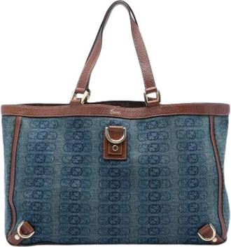 Gucci Pre-owned Abbey D-Ring Tote Bag - Dames - Vintage Shopper - Blauw - ONE Size - Leer - Vintage