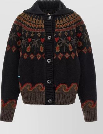 Alanui fair isle hooded wool cardigan