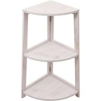 Hhg Non utilizzato] Scaffale angolare HHG 395 3 ripiani legno paulonia 80x37x34cm bianco shabby