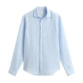 GANT Casual Shirts, male, Blue, Size: 3XL Reg Linen Shirt
