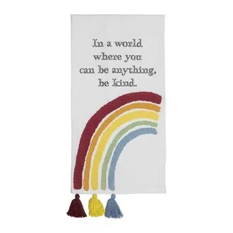 Foreside Home And Garden Be Kind Rainbow Multi Cotton Tea Towel in Red at Nordstrom