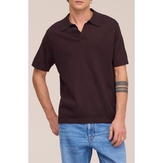 Nn.07 Ryan 6311 Cotton & Linen Johnny Collar Polo in Dusky Port at Nordstrom, Size Xx-Large
