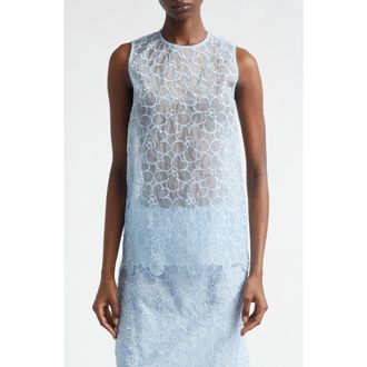 Cecilie Bahnsen Cerise Floral Embroidered Organza Top in Light Blue Felicia Embroidery at Nordstrom, Size 6 Us