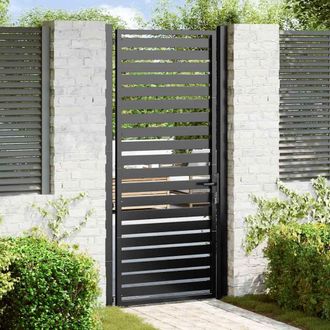 Berkfield Home Garden Gate Lockable Black 100x200 cm Aluminium