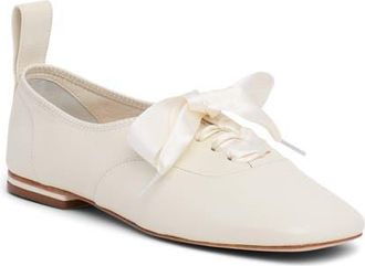 Cinq &agrave; Sept Christina Lace-Up Flat in Ivory at Nordstrom, Size 7.5Us
