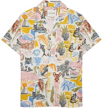 Closed Vibrant Abstract Print Cotton Shirt