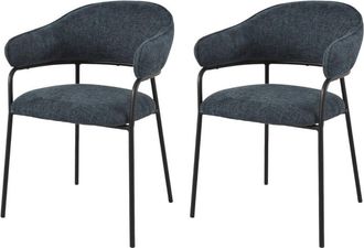 Mobili Rebecca Mobili Rebecca - Sillas Rebecca Mobili Azobe 82,5x57x56,5 Tela De Poli&eacute;ster Acero Azul Petr&oacute;leo Negro Moderno Conjunt