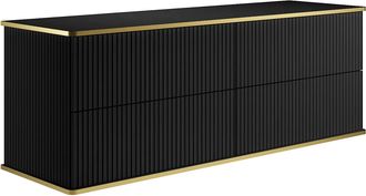 Vente-Unique Vente-unique - Mobile Sotto Lavabo Sospeso Scanalato Profilo Dorato 150 Cm Nero - Keliza