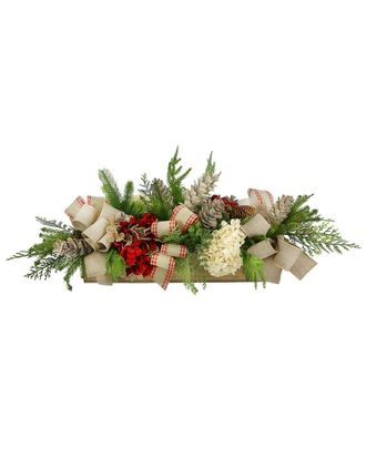 Creative Displays Inc. Farmhouse Christmas Arrangement With Hydrangeas & Evergreen