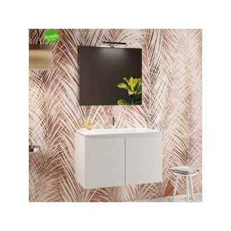 Mobo Mobile bagno sospeso con specchiera e lavabo integrato modello daria 90cm composizione completa - cemento MOBO