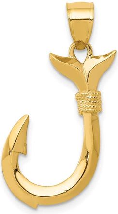 Diamond2Deal 14k Yellow Gold 3D Whale Tail Hook Pendant