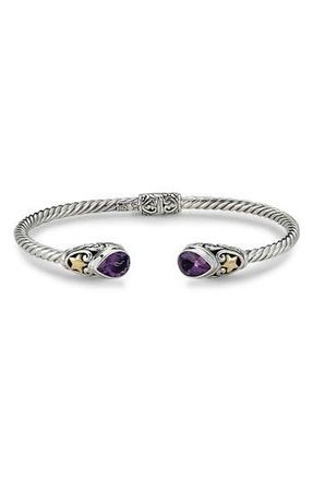 Samuel B. 18K Yellow Gold & Sterling Silver Amethyst Twist Bangle Bracelet in Purple at Nordstrom Rack