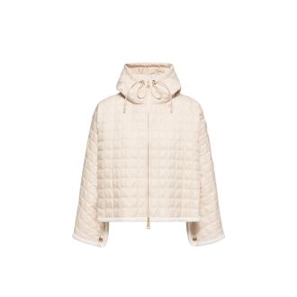 Moncler Moncler Hooded Square-quilted Padded Cape, Women, White, Size: One Size