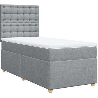 vidaXL Vidaxl - Cama Box Spring Con Colch&oacute;n Tela Gris Claro 80x200 Cm
