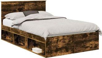 vidaXL Bed Frame Smoked Oak 120 x 200 cm Solid Pine Wood vidaXL