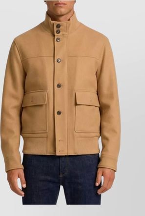 Lardini virgin wool ribbed-collar bomber jacket