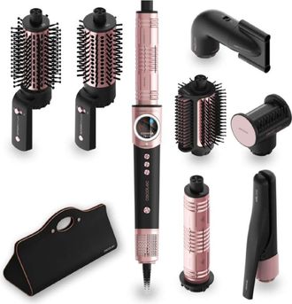 Cecotec Cecotec Cepillo De Aire Moldeador Multifunci&oacute;n Con 8 Accesorios Airglisse 8in1 Black. 1400w, 110000rpm, Placas Calefactoras